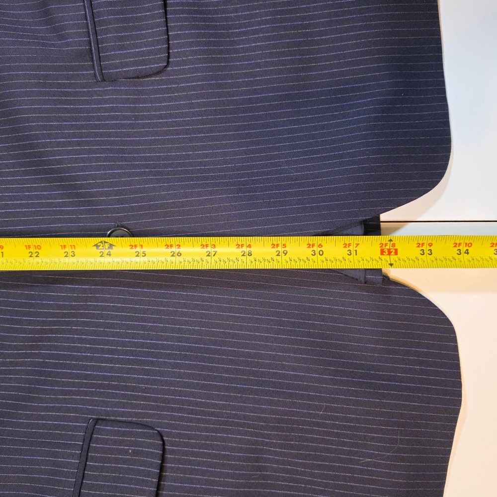 Coppley Mens Navy Pinstripe Wool Suit Scabal Fabric 42S 2 Button Made in Canada - Picture 8 of 14